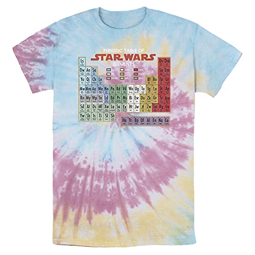 T-shirt Star Wars pour homme en tie-dye bleu rose et jaune imprimé tableau périodique XXL