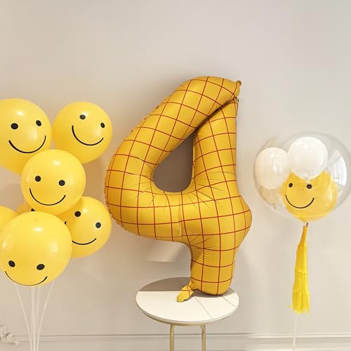 Image of 40 inch Matte Yellow Balloons Toy Inspired Story Theme party Supplies, Number Birthday Decoration, Cowboy Decorations Western, Cowgirl Party Balloon Digital 4