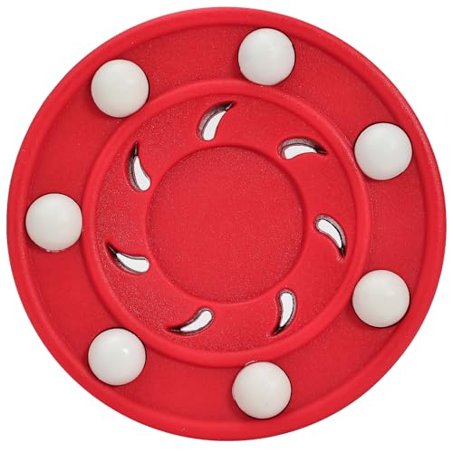 kcayony Street Roller Hockey Pucks - Outdoor Hockey Street Pucks with Rollers - Streetï¼ŒRoller and DEK Hockey-6 Packs + Single Pucks(Red - 1 Count)