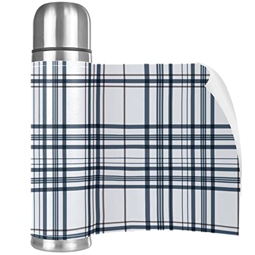Insulated Water Bottle Stainless Steel Water Bottles Metal Water Bottle, Plaid Black White #TOP3