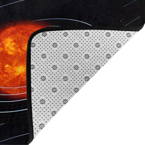Alfombra de felpa Outer Space Galaxy Solar System de 80 x 58 pulgadas para proteger el suelo 6