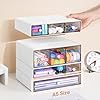 FODIENS Desk Storage Organizer with 9 Drawers, 4 Tiers Stackable Desktop Craft Storage Drawers, Clear Storage Box Caddy for Stationary Makeup Jewelry Office Craft Supplies (White) #1