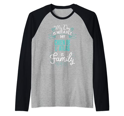 Cute Chien De L' Atlas Design Family Dog Giftn Raglan Baseball Tee, Black