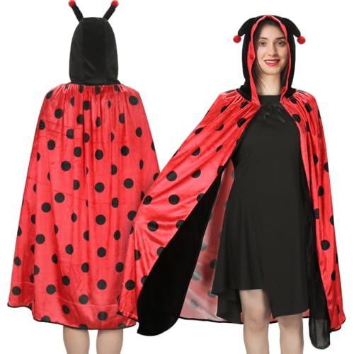 Wishstar Disfraz Ladybug Adulto, Disfraz de Mariquita Carnaval para Adultos, Disfraz Ladybug Mujer, Mariquita Disfraces de Carnaval de Mardi Gras