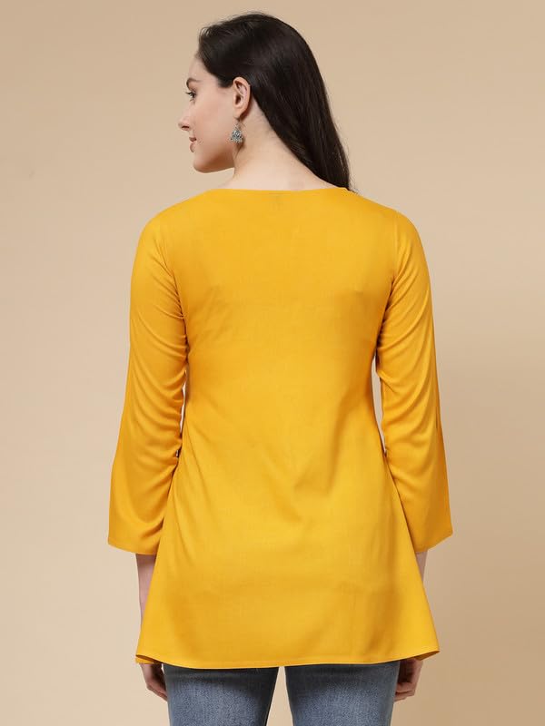Image of QAZMI Women's Fiza Kashmiri A-Line Short Kurti