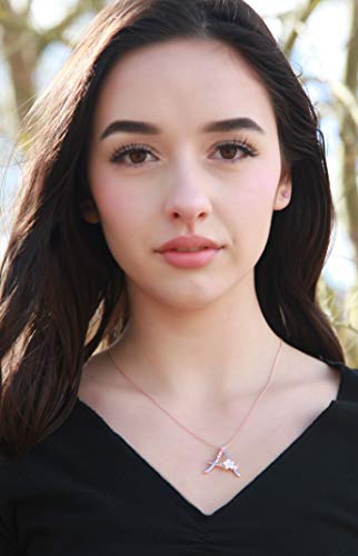 Flower Initial Necklace Amethyst Pink Ruby Red Opal Blue Simulated Pearl Pendant Name Jewelry Made With Swarovski Crystals Rose Gold Plated Anniversary Birthday Gifts For Women Girl,18"+2" (Letter A) #TOP1