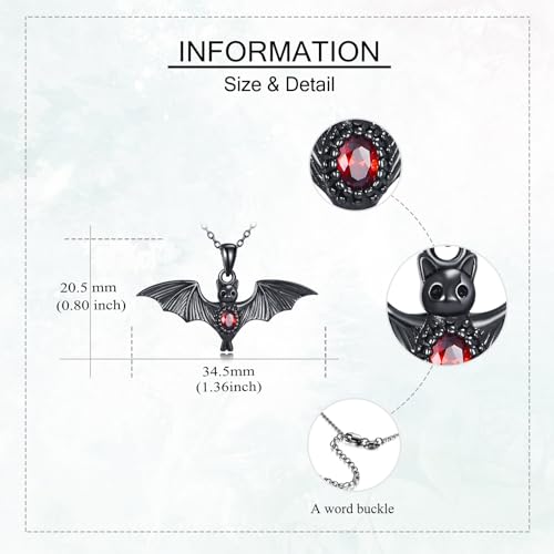 Bat Necklace 925 Sterling Silver Goth Bat Pendant Necklace Halloween Gothic Jewelry Gifts for Women4