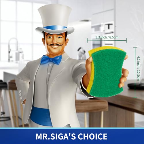 MR.SIGA Heavy Duty Cellulose Scrub Sponge, Dual-Sided Dishwashing Sponge for ...