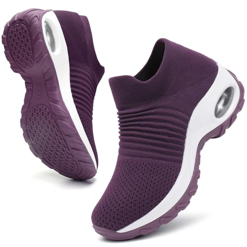 Image of HKR Women Walking Shoes Cushioned Slip On Sneakers