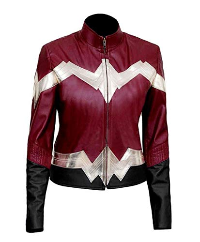 Superhero Wonder Girl Gal Gadot Marron and Black Faux Leather Jacket for Women