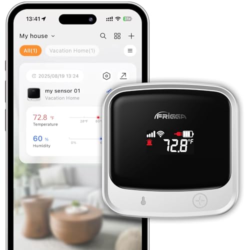 Frigga 4G Cellular & WiFi Temperature Humidity Monitor, 2 Years Subscription Included, Remote Temperature Sensor with App, Email, Voice Alerts for RV, Pets Safety, Vacation Home Monitoring, S0
