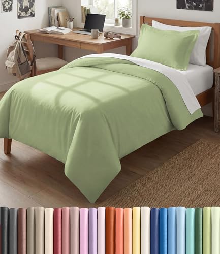 Image of Duvet Cover Twin /Twin XL - 2 Piece Set College Dorm Room - Light Sage Green