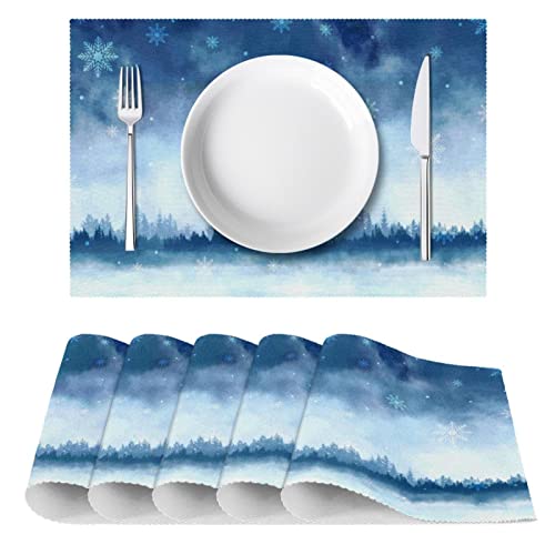 Sets de table aquarelle d'hiver haut de gamme pour table à manger - 3