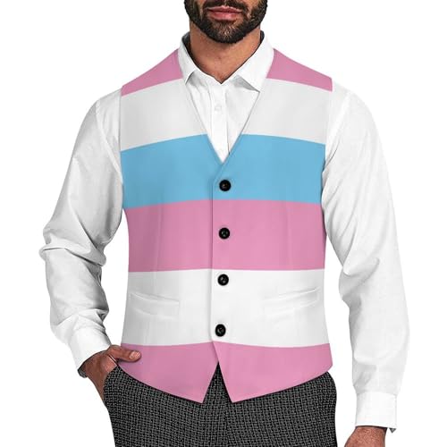 Bigender Pride Flag Men's Suit Vest Slim Fit V-Ncek Waistcoat Business Casual Vest