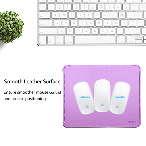 Melvan Pu Leather Mouse Pad With Stitched Edge, Wood Mouse Pad, Waterproof Gaming Mouse Pad Mat For Computers, Laptop, Office & Home, 10.2" X 8.3", 1 Pack (Vanilla Purple) #TOP5