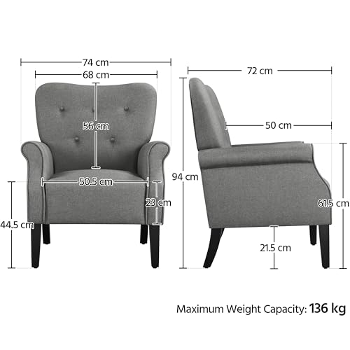 Yaheetech Modern Tub Chair, Mid-Century Accent chair Sofa Chair with Soft Padded and High Back for Living Room/Bedroom/Home Office, Set of 2, Dark Grey