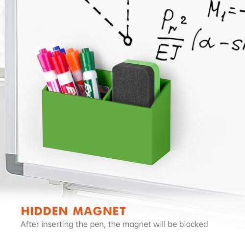 Image of BEYGORM Magnetic Dry Erase Marker Holder for Whiteboard & Refrigerator | Non-slip Acrylic Pen Holder for Classroom, Fridge Magnet, Locker Organizer Accessories, Teacher & School Supplies(Green)