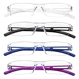 4 Pack Rimless Reading Glasses Blue Light Blocking,Clear Lens Quality Computer Readers for Men and Women (4 Mix, 1.50)