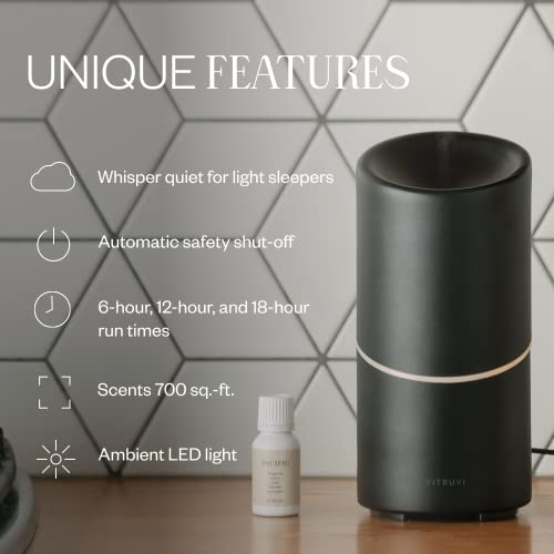 Vitruvi Stay Diffuser For Large Room, Ultrasonic Essential Oil Diffuser For Aromatherapy, Matte Metal, Black (95Ml Capacity) #TOP4