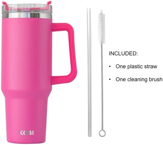 40oz Stainless Steel Double Wall Vacuum Insulated Tumbler with Handle, Straw Lid and Straw - Insulated Travel Mug Keeps Cold Drinks Cold and Hot Drinks Hot - BPA Free (Aqua Blue) - Image 8