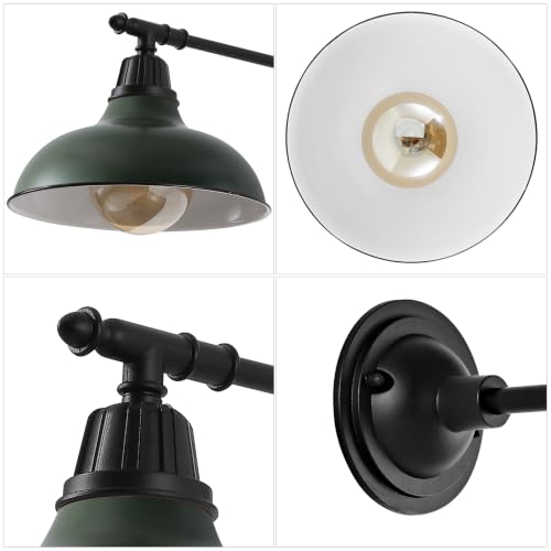 Image of JONATHAN Y Wallace 12.25 inch Matte Green and Black Metal Gooseneck Barn Sconce