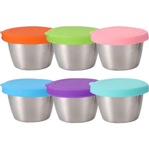 OFFSCH Juego De 6 Mini Recipientes Para Salsas De 70ml Con Tapas De Dispensadores De Vinagre y Salsa Para Cocina y Almuerzos Perfectos Para Condimentos y Almacenamiento De