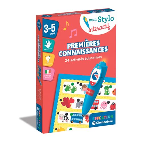 Clementoni | Mon Stylo Interactif Premières Connaissances pour Enfants 3-5 Ans | 24 Activités Éducatives | Apprentissage Formes Couleurs Logique | Stylo Lumineux | Jouet Éducatif Préscolaire