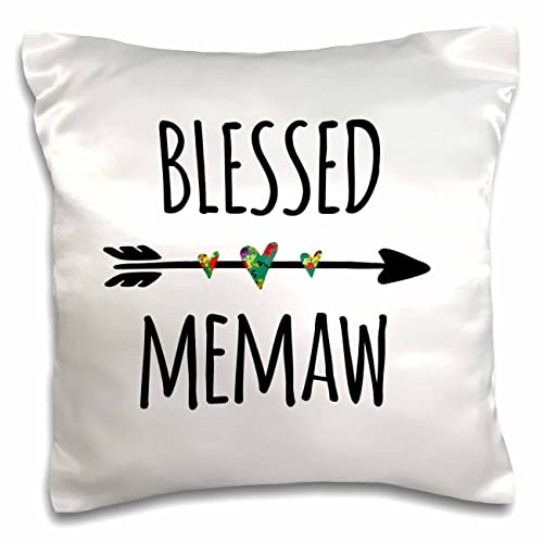 3dRose InspirationzStore Series-Blessed Memaw Tribal Arrow with Cute Hearts-Family Grandma Love (pc-316639-1) Pillow Case, White