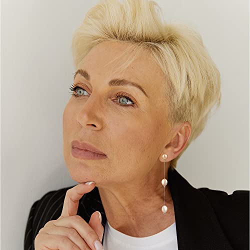 Pearlsays Natural Baroque Pearl Threader Earrings For Women 925 Sterling Silver Eardrop Jewelry For Women Handmade Gifts Aaaa Quality Handpicked Real Cultured Freshwater Pearls Drop Dangly Stud Earrings #TOP4