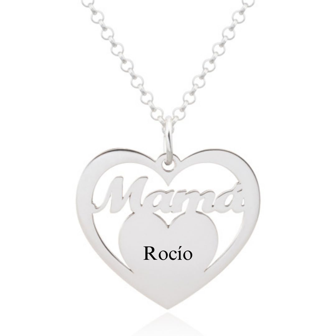 Collar Corazón para Mujer en Plata de Ley 925 personalizable con Nombres de Hijos. Cadena de 45 cm. Ideal para regalar a madres, abuelas en Cumpleaños, Navidad. Hecho en España. (2 Corazones Oro) — view 8