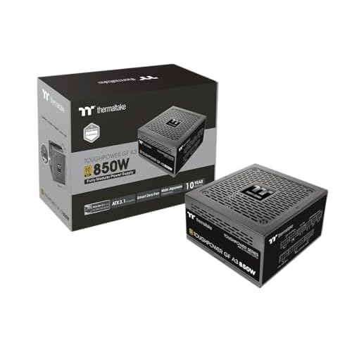 Thermaltake Toughpower GF A3 850W, True 450W 12VHPWR Connectors on PSU & NVIDIA RTX 40 Series, ATX 3.0/PCI-E 5.0, 80+ Gold, SLI/Crossfire Ready Power Supply, PS-TPD-0850FNFAGU-L, 10 Year Warranty