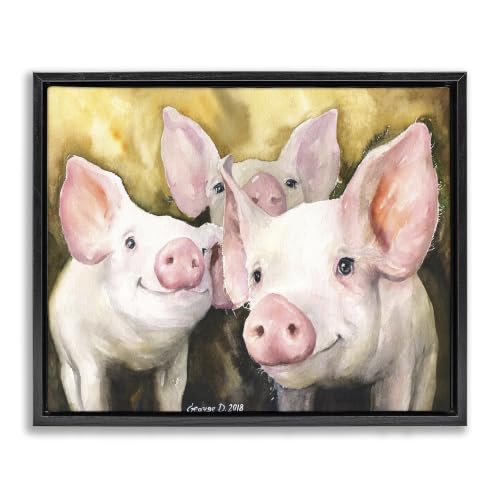Baby Pigs Farmhouse Country Charm, 17 x 21 Inch Canvas in Floater Frame