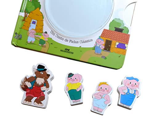 Os Três Porquinhos (livro + cenário pop-up + 4 personagens de madeira): Um Conto de Fadas Clássico: