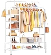 Amazon｜LNYCJP ハンガーラック 2メッシュ棚付き パイプハンガーラック