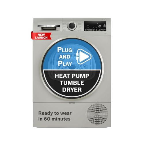 Image of Bosch 10 kg Fully Automatic Front Load heat Pump Tumble Dryer | 100% Drying, 0% Effort | 5 Drying Options | Reduces 99.9% Allergens | Ready-to-Wear No Crease (2026 model, WQG2520XIN, Silver Inox)