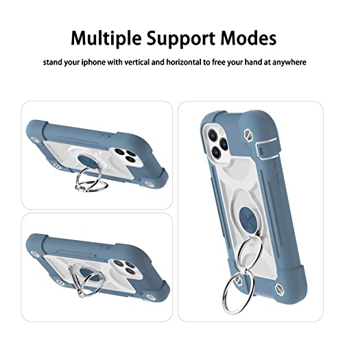 Image of MARKILL Compatible with iPhone Case with Ring Stand, Military Grade Drop Protection Full Body Rugged Heavy Duty Protective Durable Cover iPhone. (Blue, iPhone 12 Pro Max 6.7 inch)