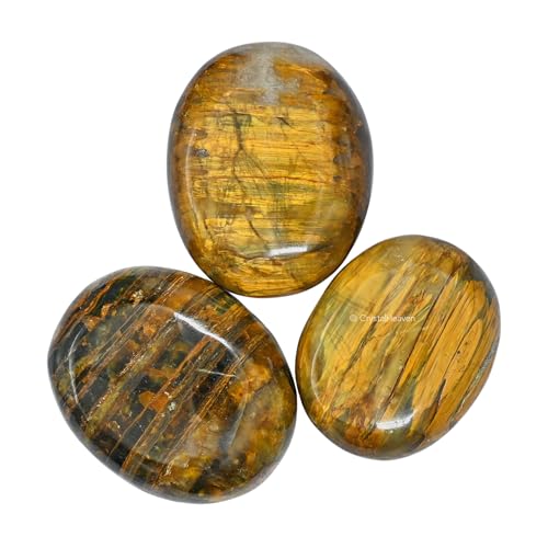 Image of Crystal Heaven Nellite Palm Pebbles Stones For Anxiety Stress Relief Massage-Aaa Grade Original Healing Gemstone Agate Palm Stone For Yoga Meditation Spiritual Reiki Feng Shui