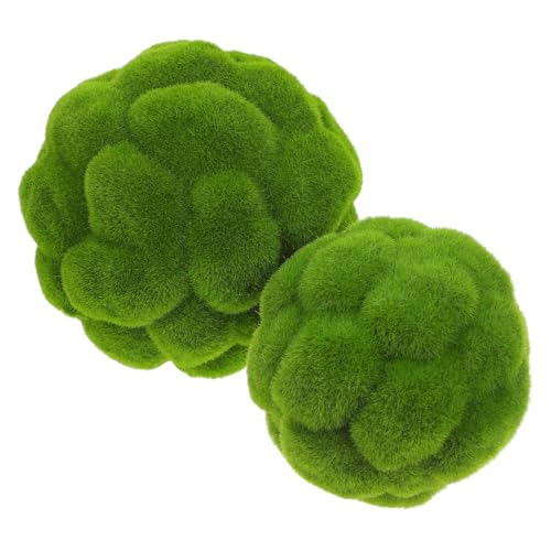 PRETYZOOM 2Pcs Decorative Balls Artificial Mossy Globes for Centerpiece Bowls Faux Plant Decor for Weddings Parties and Home Gardens