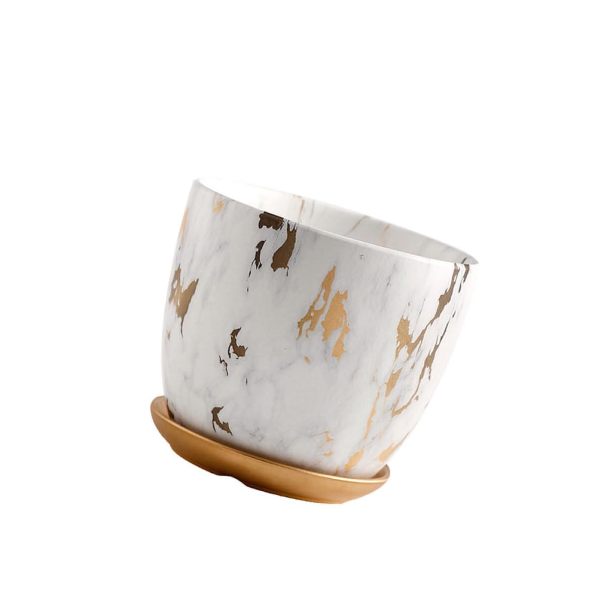 Pot de fleurs en céramique marbrée 18cm avec soucoupe pour succulentes
