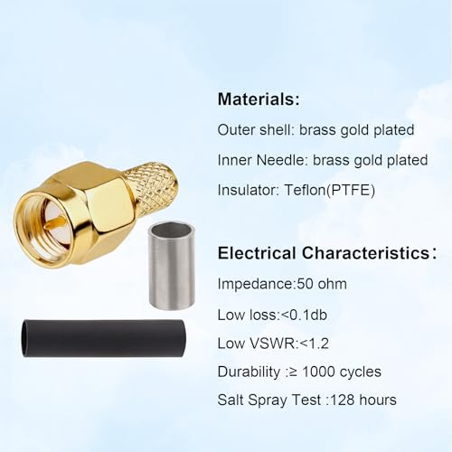 MOOKEERF Conector SMA Macho Crimp Pack 10 miniatura 4