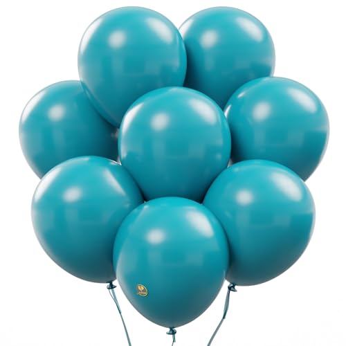 Image of AFTERLOON Biodegradable Balloons 24 pcs Teal Blue 12 Inch, Natural Rubber Latex Plastic-Free Alternative Matte Color Durable Thickened Extra Strong Helium Float, ballon baloon Globos Decor De