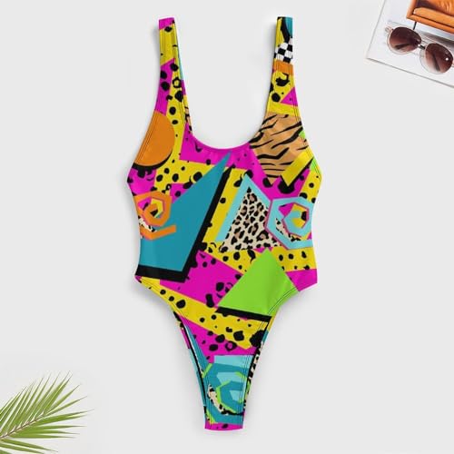 SWEET TANG Women's One Piece Swimsuits Sexy U Neck High Leg Cut Bathing Suits Swimwear3