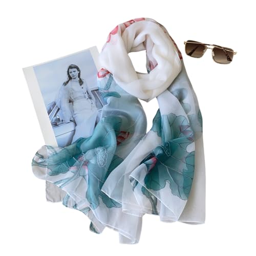 Image of Scarf Stole for Women - 185 x 135 cm Chiffon Scarf with Floral Print | Lightweight Scarf, Soft Stole for Women | Satin Feel Neck Scarf | Women Accessory