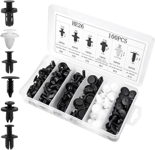 EINESIN Clips De Retenedor De Empuje Para Coches Y Accesorios Automáticos Kit Pasadores Sujetadores Multitamaño para Puerta/Panel/GuardabarroRemaches Plástico + Tornillos
