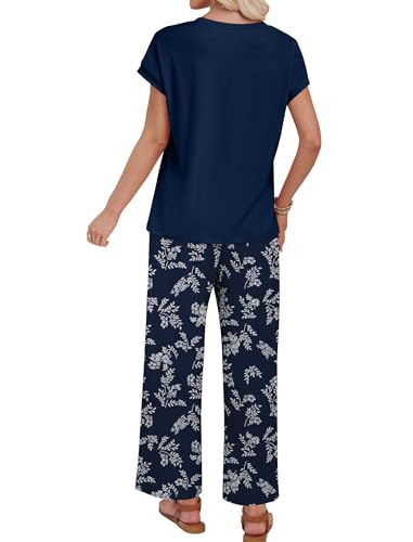 Image of WIHOLL Two Piece Sets for Women Summer Spring Outfits Lounge Sets Beach Vacation Clothes Airport Travel Matching Clothing