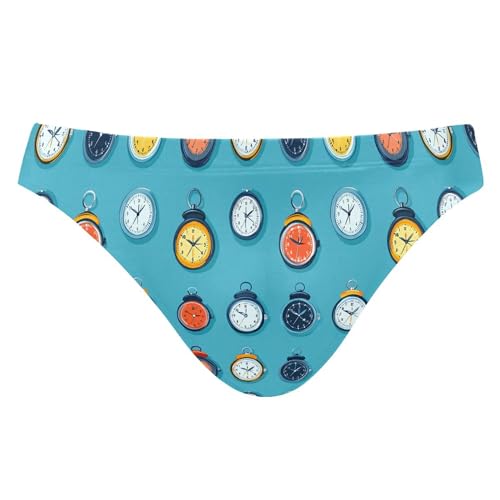 Cute Clock Swim Briefs for Men Swimsuit Bikini Swimwear S B0404927