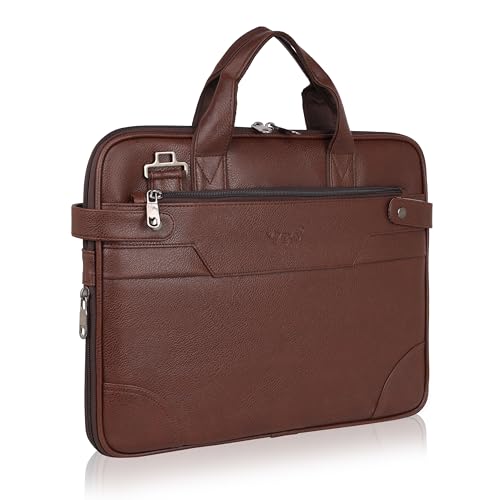 Image of EXIM Office Bag for Man 15.6 inch Vegan Leather Laptop bags Men Use Briefcase Messenger Premium Side Bags -Brown