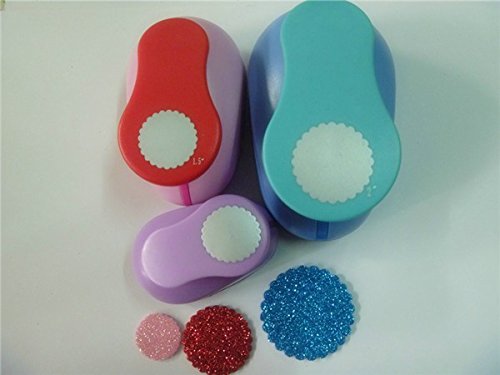 Fascola Set of 3PCS(2 inch,1.5 inch, 1 inch) cortador de Papel de Scrapbook Wave Circle Craft Punch Set Child DIY Paper Cutter Set Hole Punches
