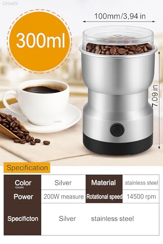 Image of Nima Electric Grinder Stainless Steel Mini Mixer for Coffee, Spices, Masala, Nuts & Seeds Multifunctional Household Chopper with Powerful Motor Compact Dry Grinder Machine