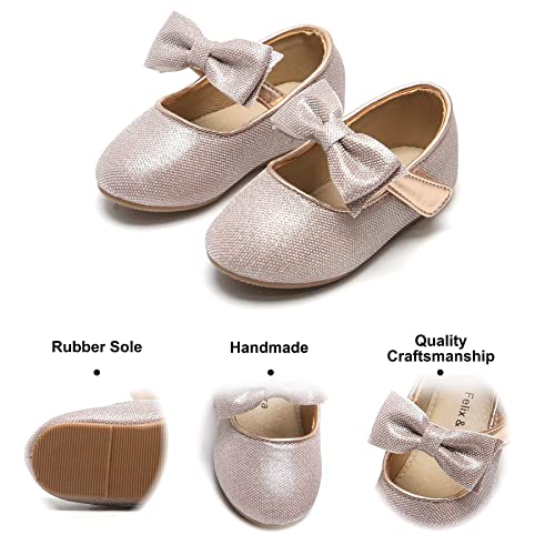 Image of Felix & Flora Toddler Flower Girl Dress Shoes - Girl Ballet Flats Party School Shoes Wedding